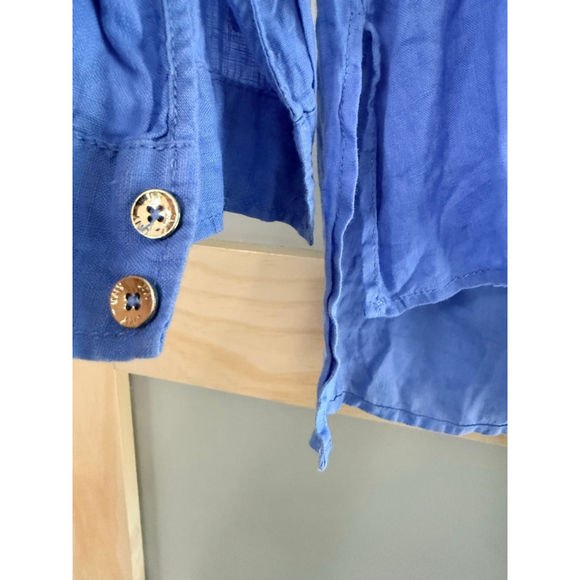 Jones New York Women’s 100% Linen Blue Long Sleeve Zip Front Tunic Top Size M - Picture 4 of 4